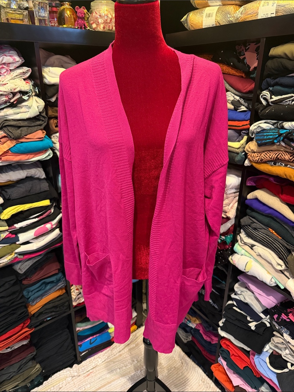 #682. Pink cardigan.